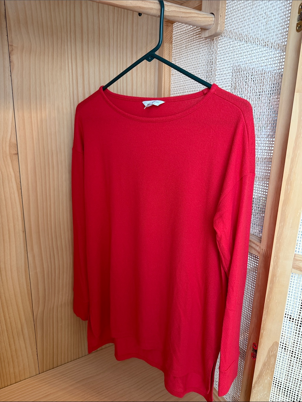 Lucky Brand Red Long-Sleeve Crewneck Top
